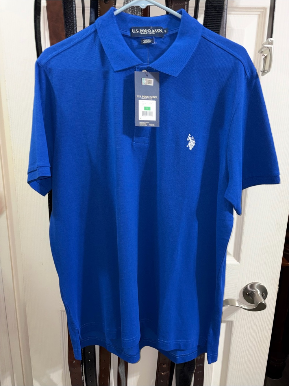 U.S. Polo Assn. Men’s Polo Shirt — Cobalt Blue with White Logo